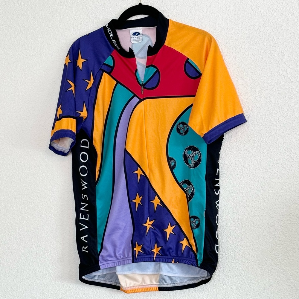 Voler Cycling Jersey Men Large Abstract‎ Multicolor 3/4 zip Ravenswood US Made